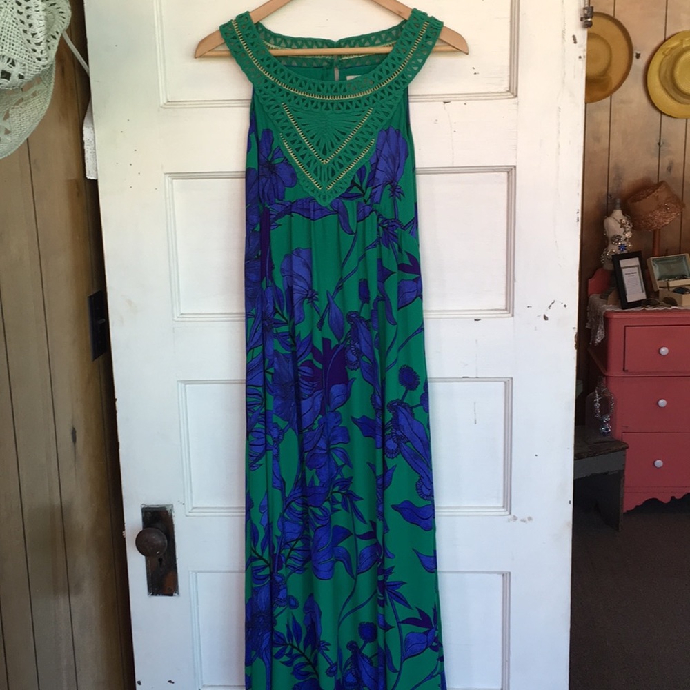 Edme & Esyllte navy/ green maxi dress